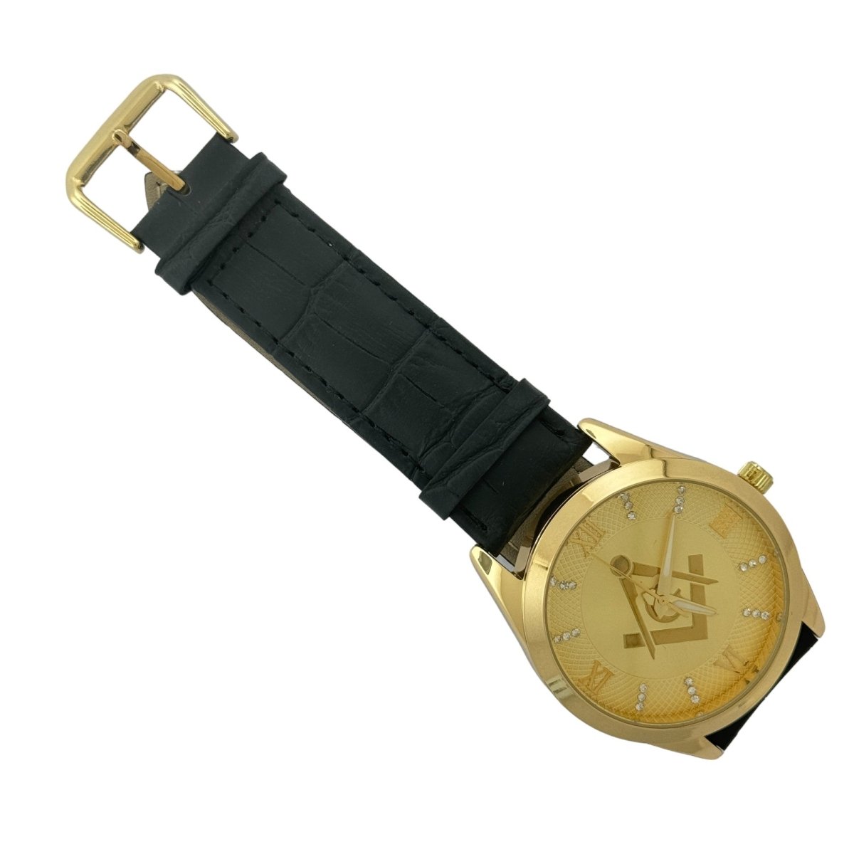 Captain Bling Masonic Leather Watch - Gold Dial & Roman Numerals