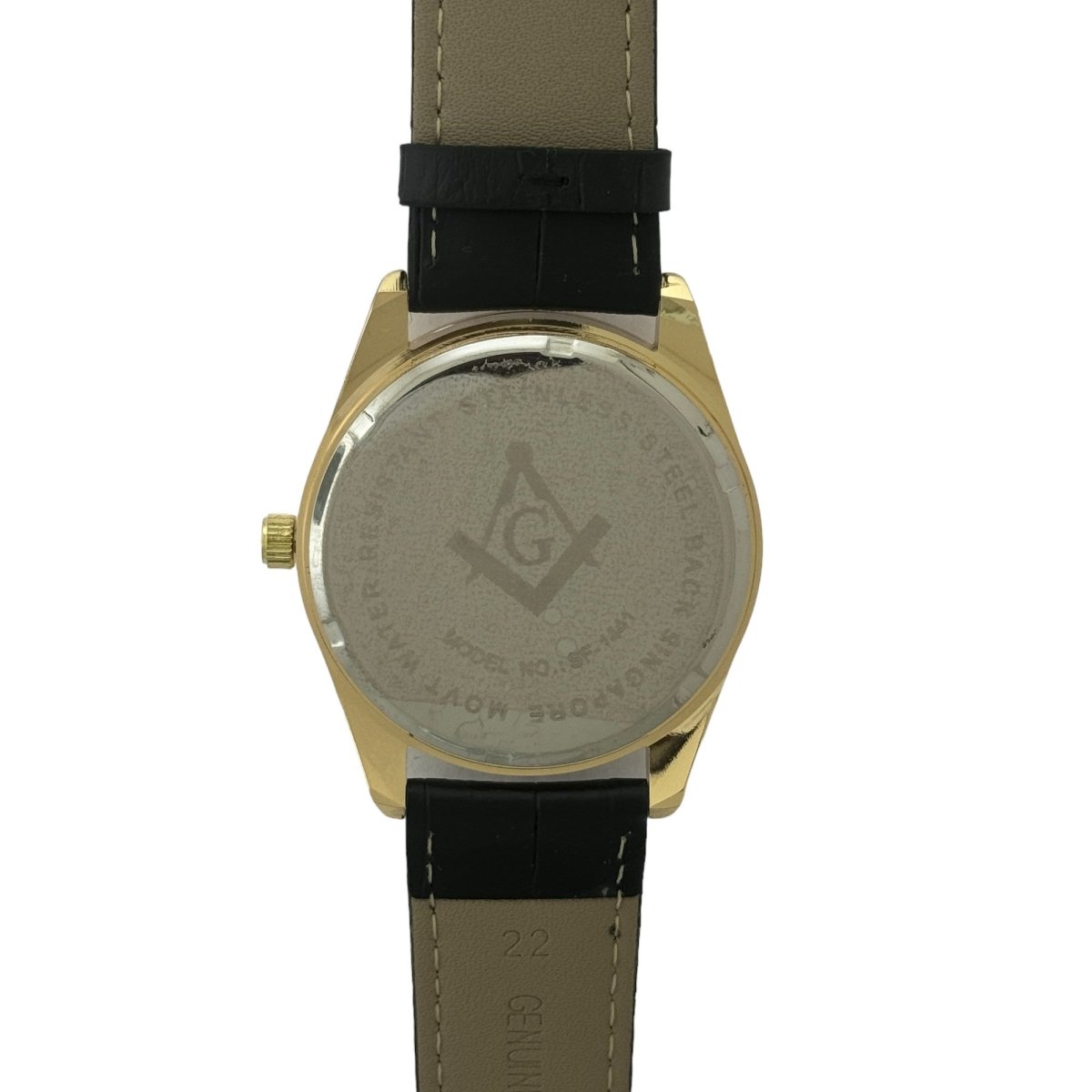 Captain Bling Masonic Leather Watch - Gold Dial & Roman Numerals