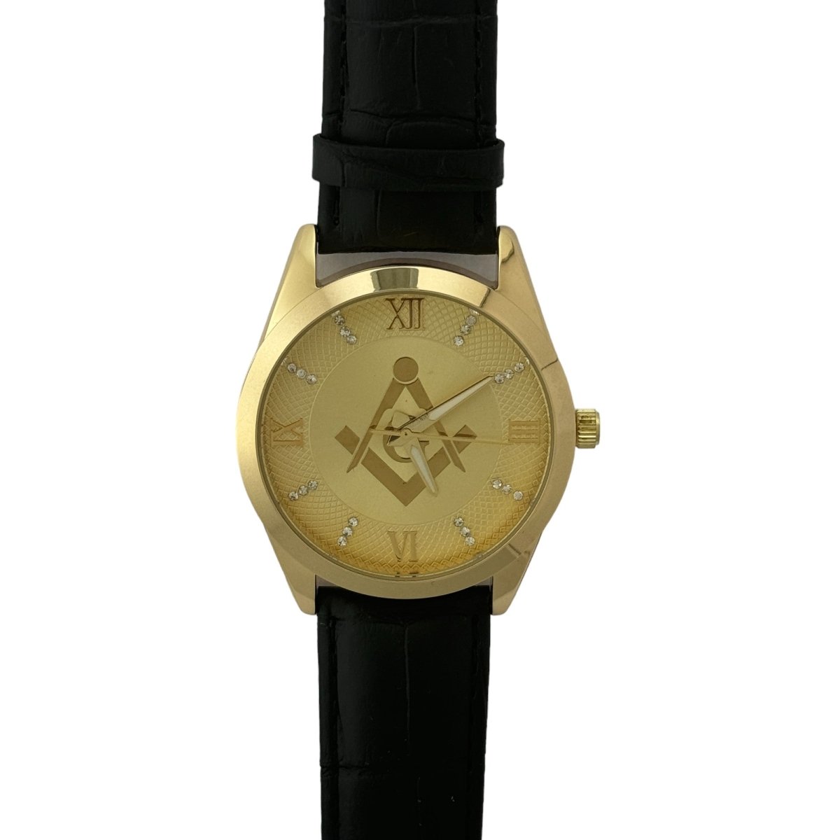 Captain Bling Masonic Leather Watch - Gold Dial & Roman Numerals