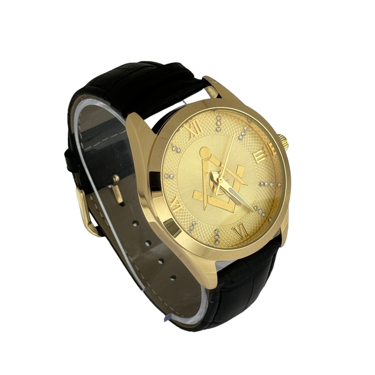 Captain Bling Masonic Leather Watch - Gold Dial & Roman Numerals