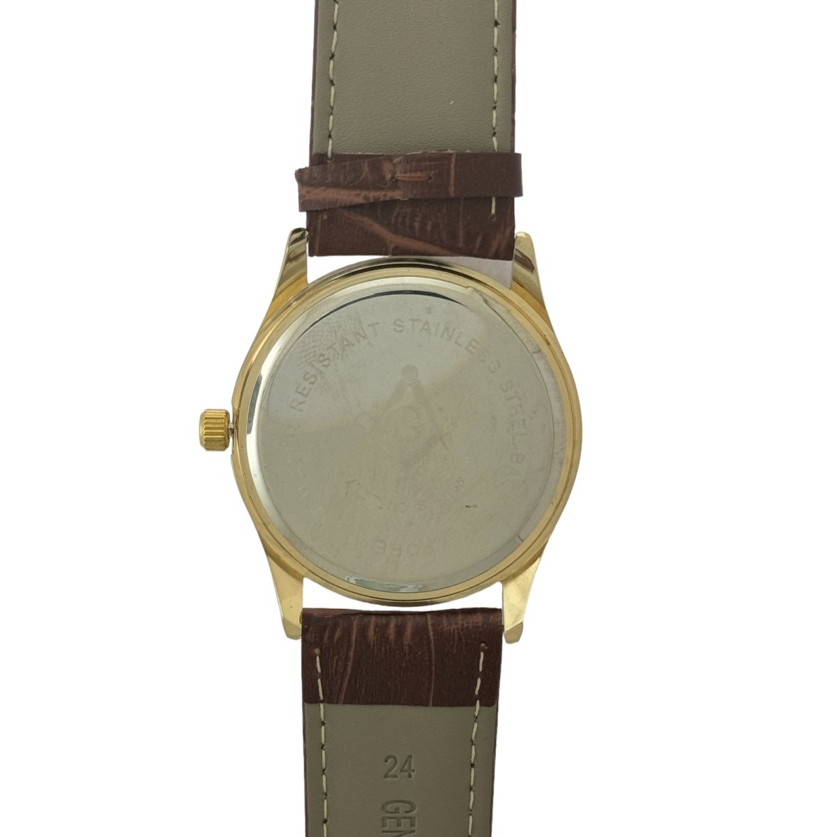 Captain Bling Masonic Leather Watch - Gold Dial with Roman Numerals