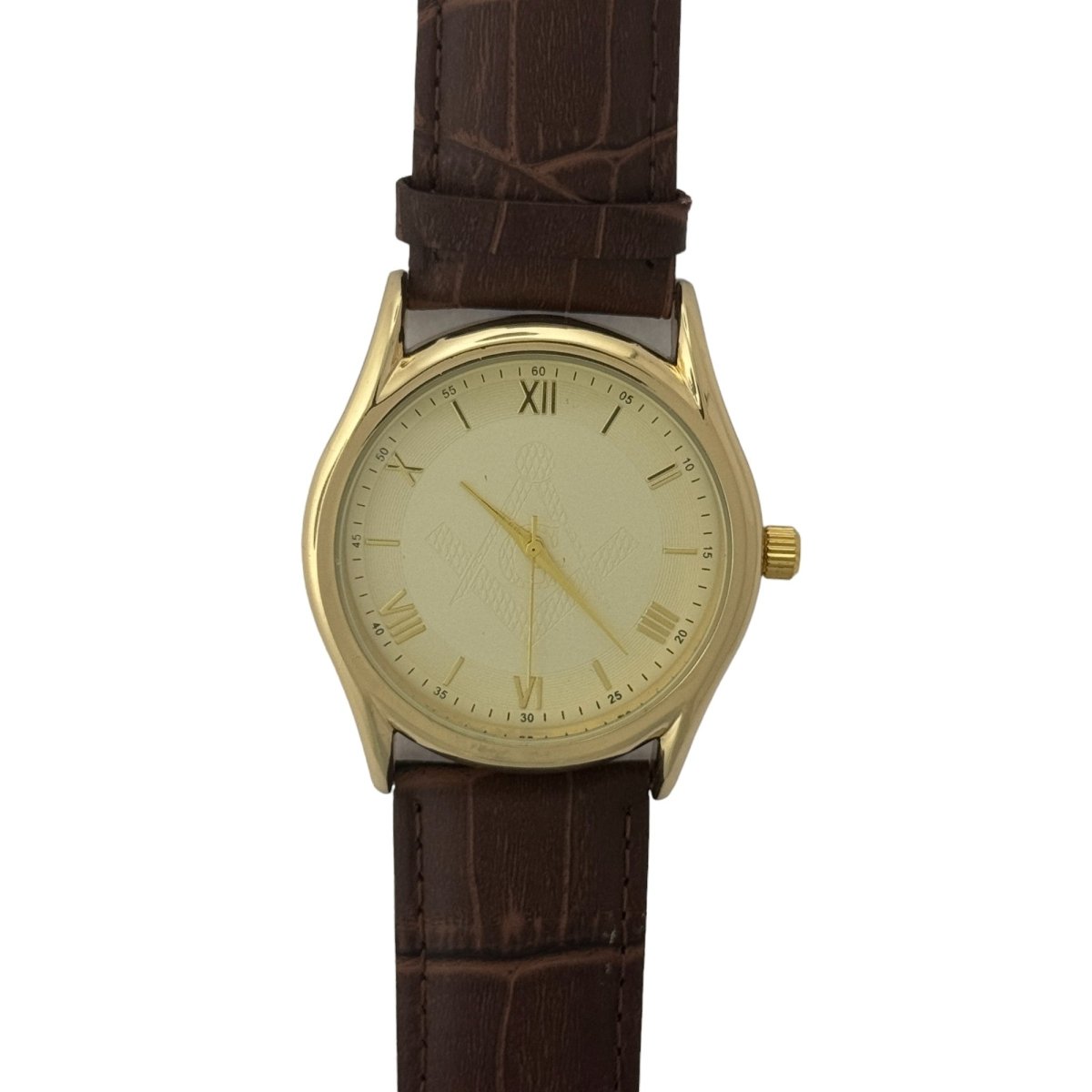 Captain Bling Masonic Leather Watch - Gold Dial with Roman Numerals