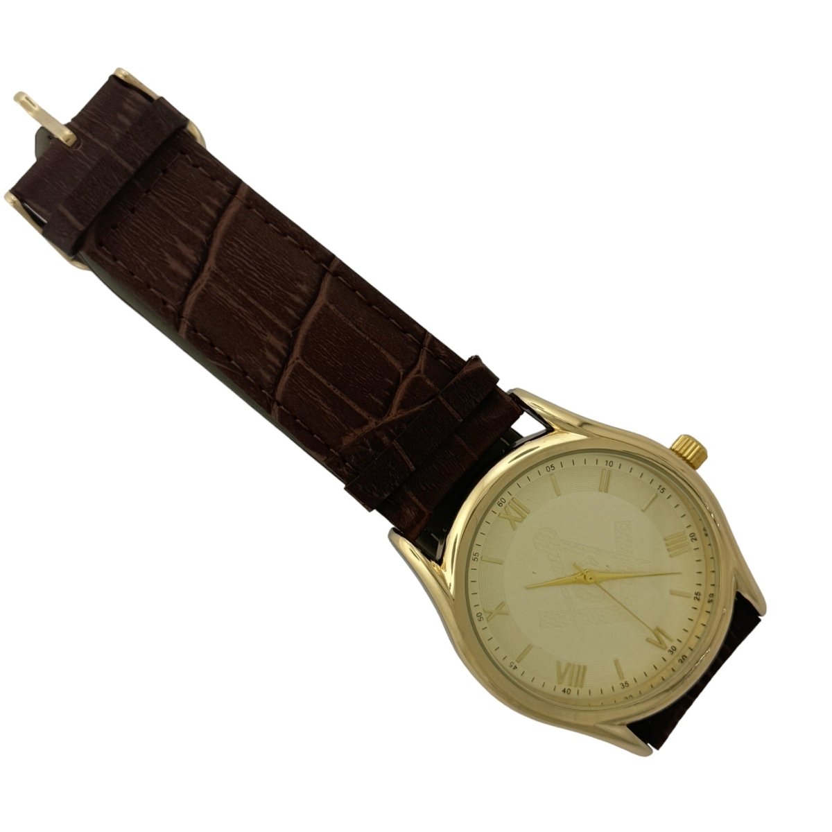 Captain Bling Masonic Leather Watch - Gold Dial with Roman Numerals