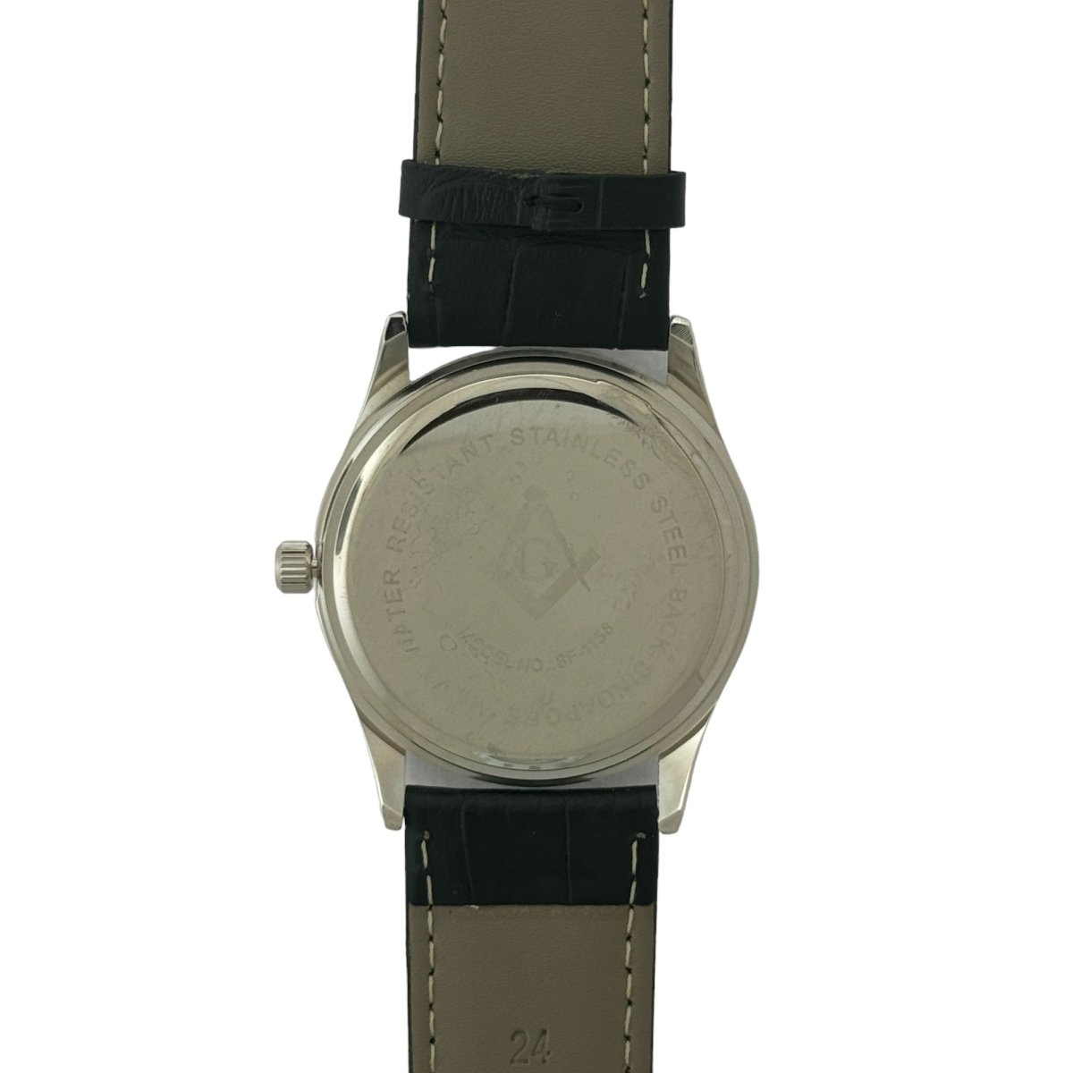 Captain Bling Masonic Leather Watch - White Dial with Roman Numerals