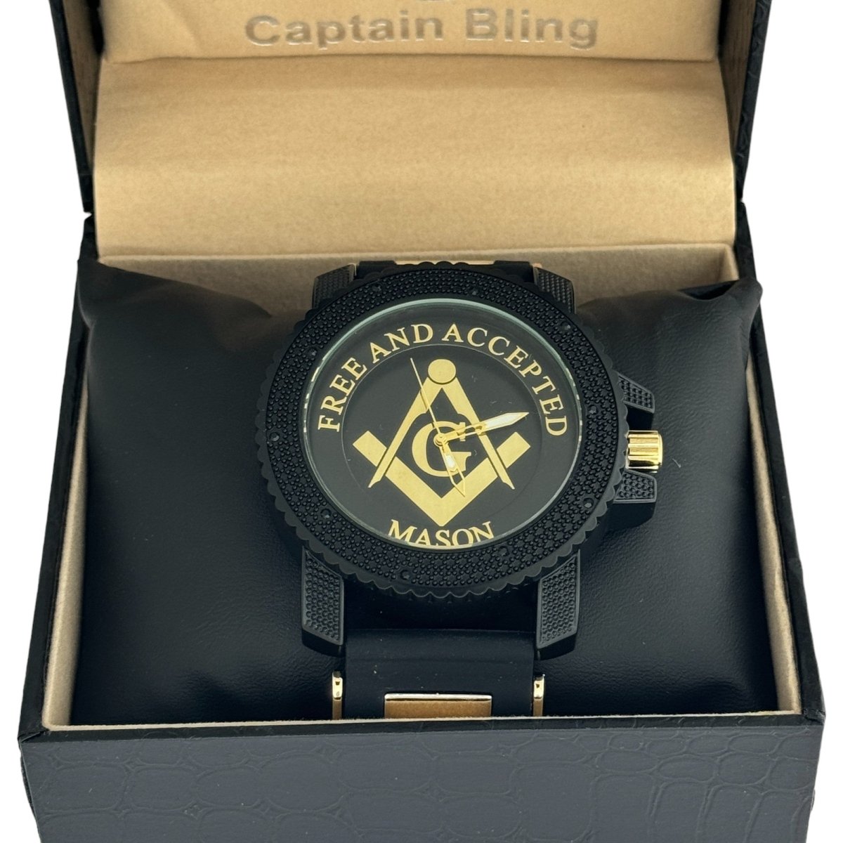 Captain Bling Masonic Silicone Watch - Black