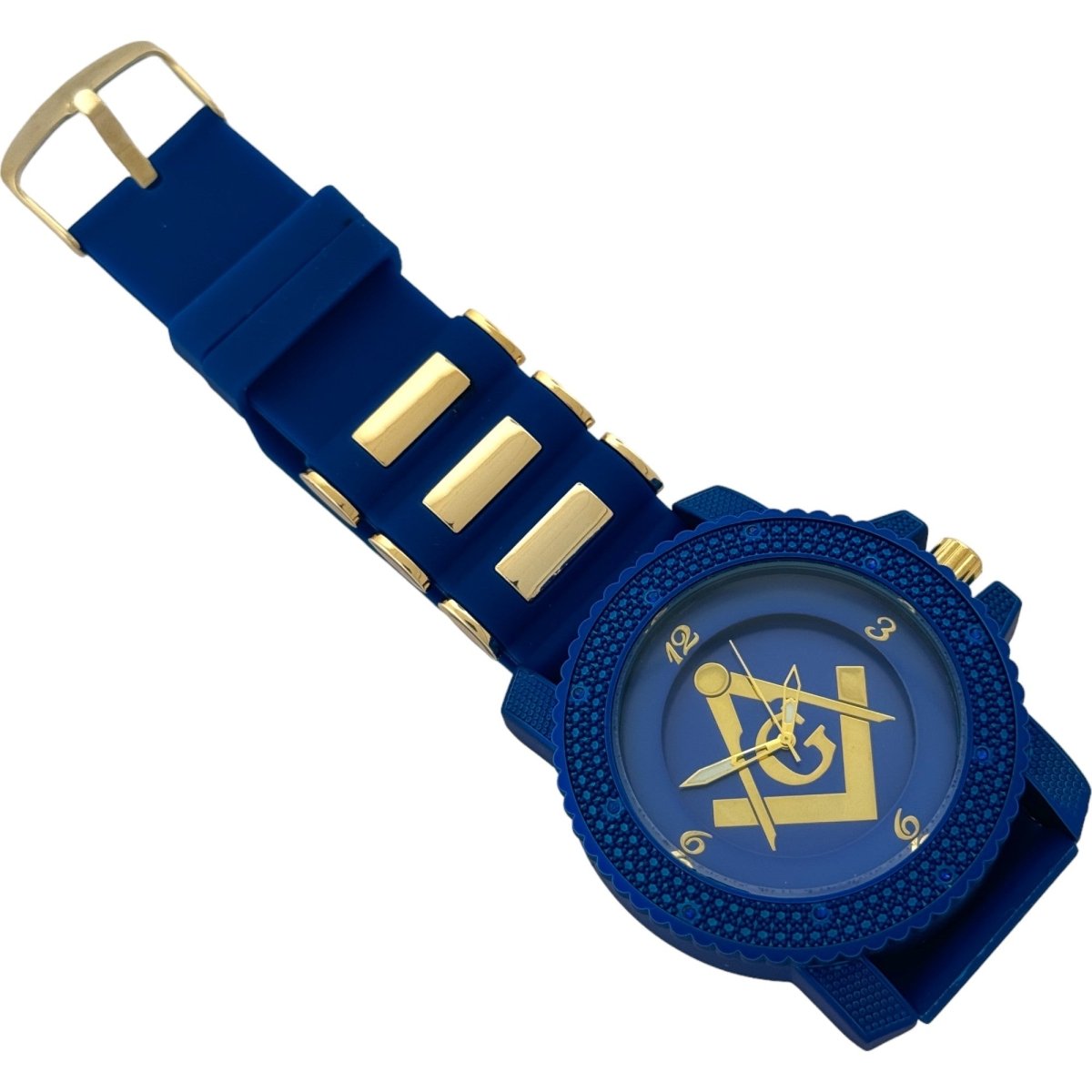 Captain Bling Masonic Silicone Watch - Blue and Gold Design