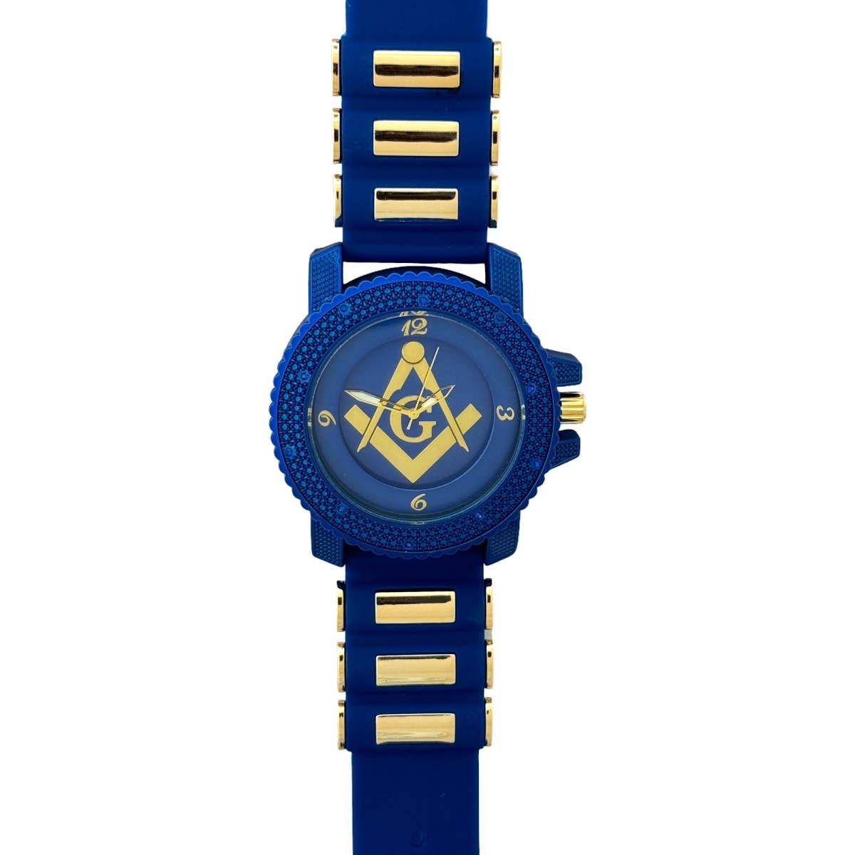 Captain Bling Masonic Silicone Watch - Blue and Gold Design