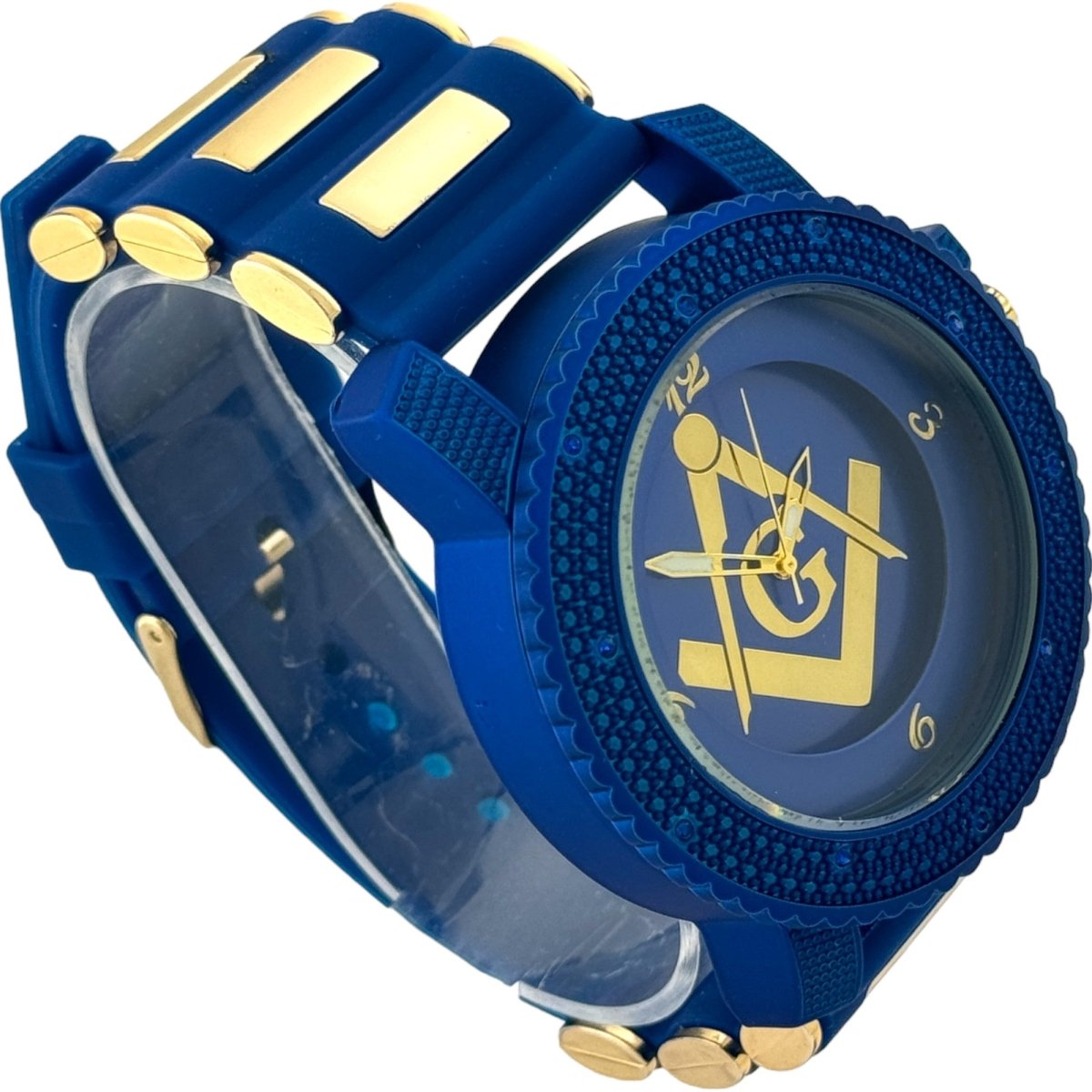 Captain Bling Masonic Silicone Watch - Blue and Gold Design