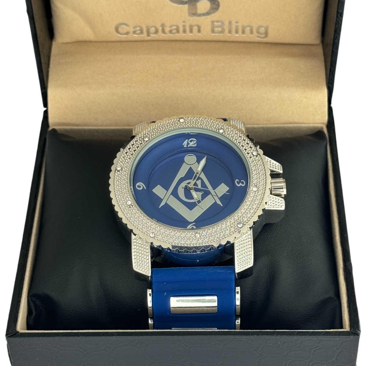 Captain Bling Masonic Silicone Watch - Blue and Silver Design