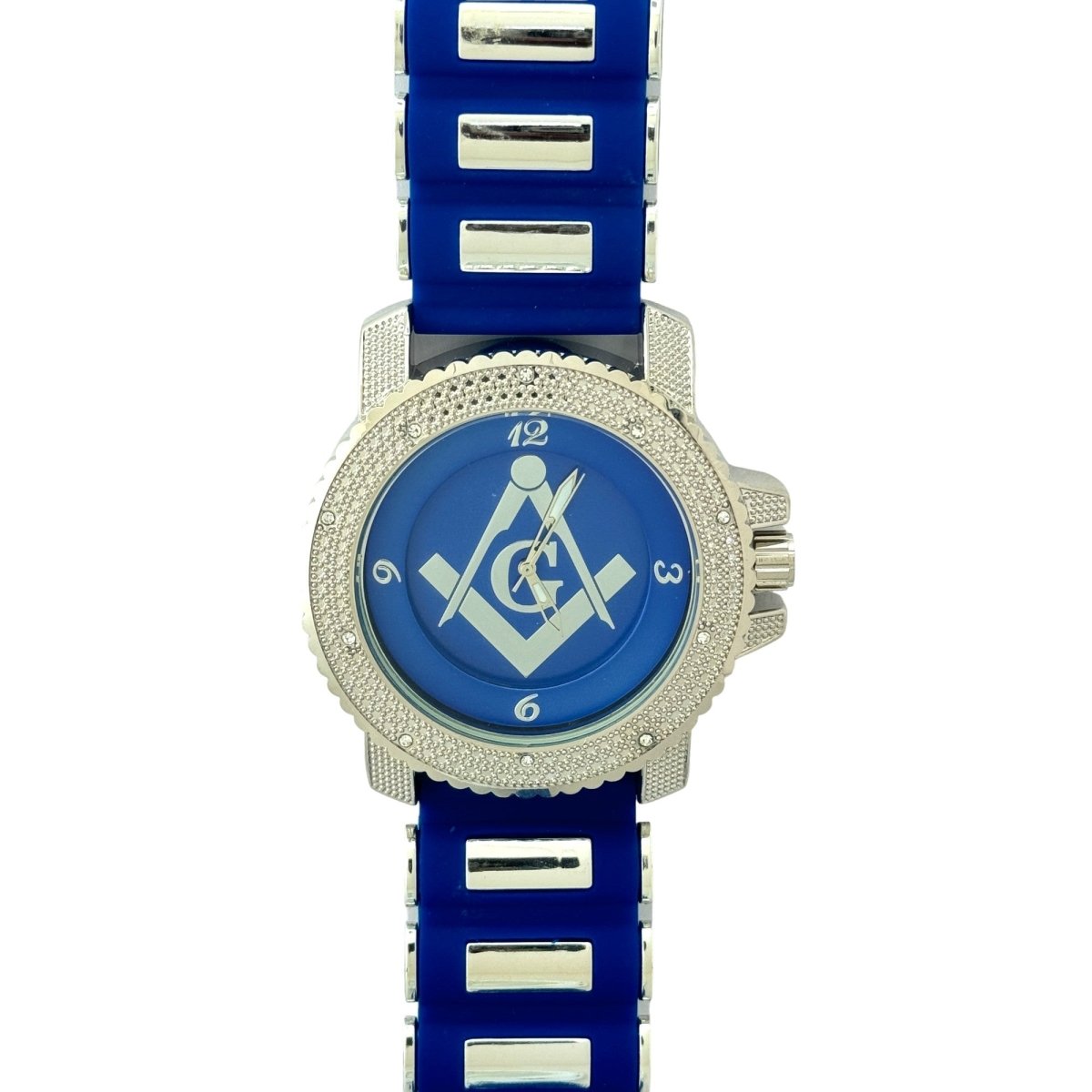 Captain Bling Masonic Silicone Watch - Blue and Silver Design