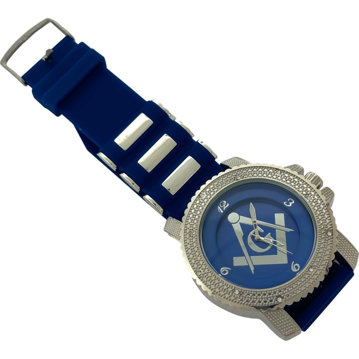 Captain Bling Masonic Silicone Watch - Blue and Silver Design