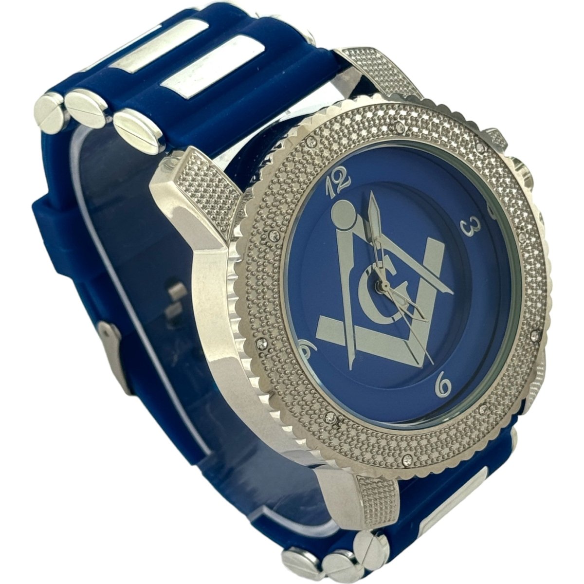 Captain Bling Masonic Silicone Watch - Blue and Silver Design