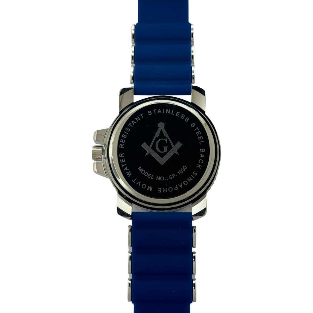 Captain Bling Masonic Silicone Watch - Blue and Silver Design