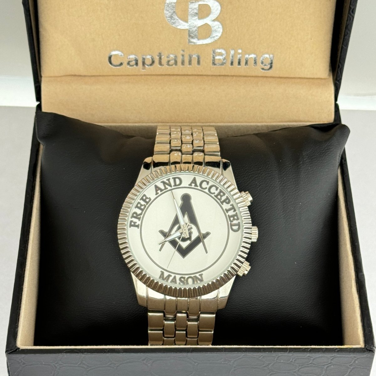 Captain Bling Masonic Silver Stainless Steel Watch: Free and Accepted