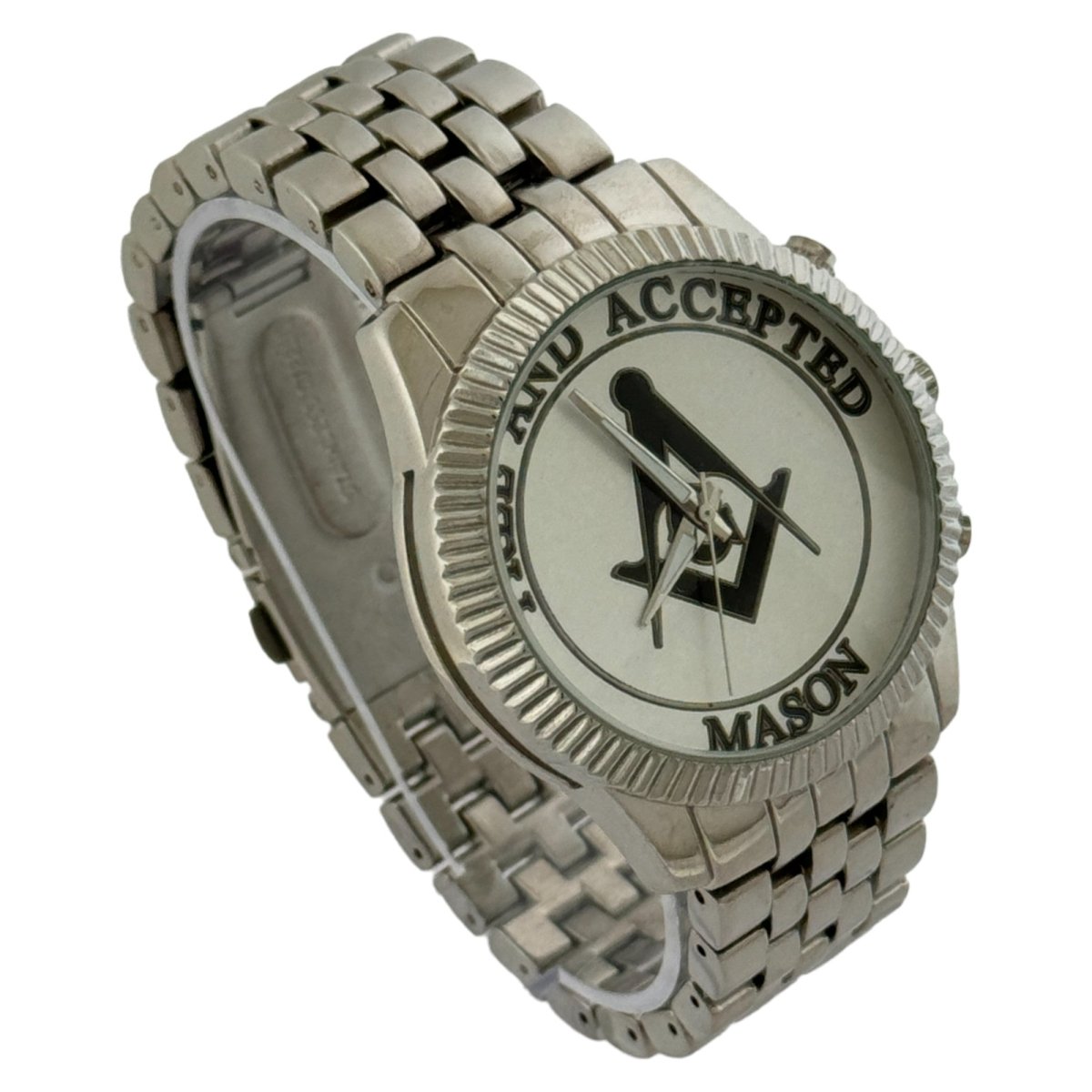 Captain Bling Masonic Silver Stainless Steel Watch: Free and Accepted