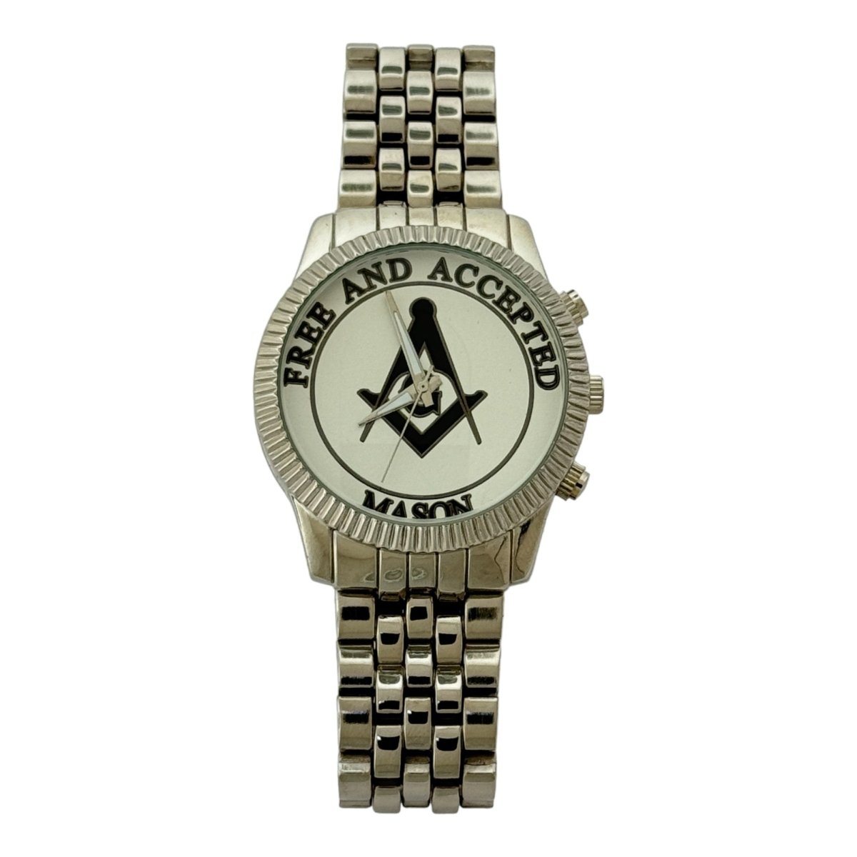 Captain Bling Masonic Silver Stainless Steel Watch: Free and Accepted