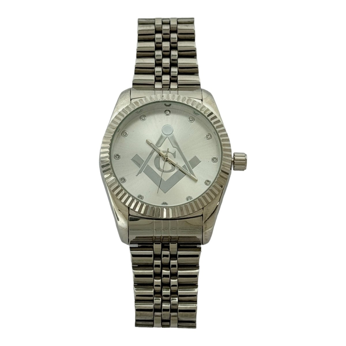 Captain Bling Masonic Silver Stainless Steel Watch: Silver Tone