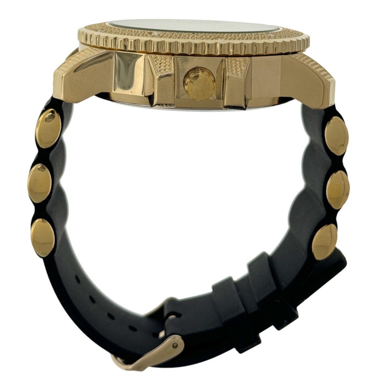 Captain Bling Masonic Watch: Gold Case with Black Rubber Strap