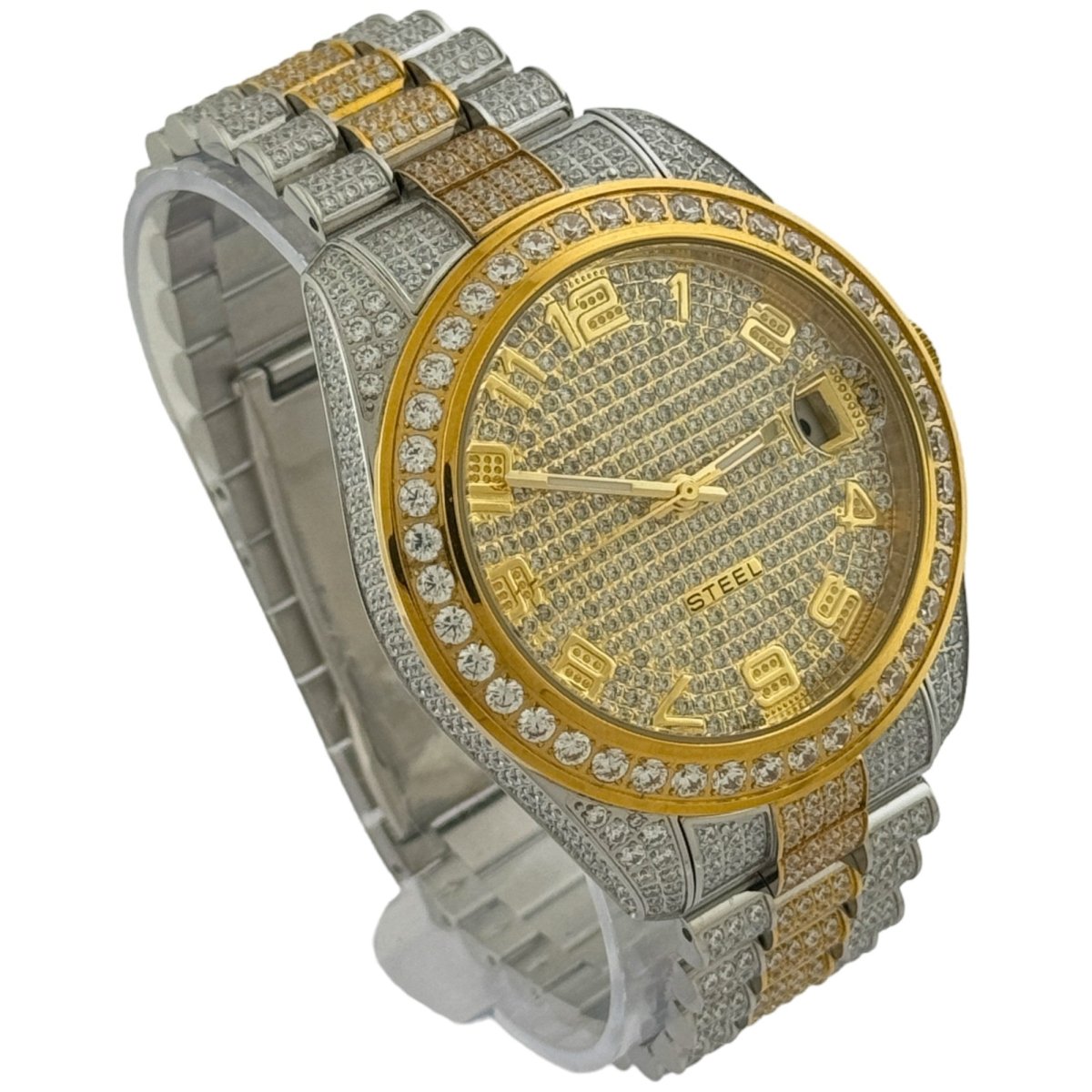 Captain Bling Men's Dual Tone Stainless Steel | Busted Iced Out Watch | CNC Setting