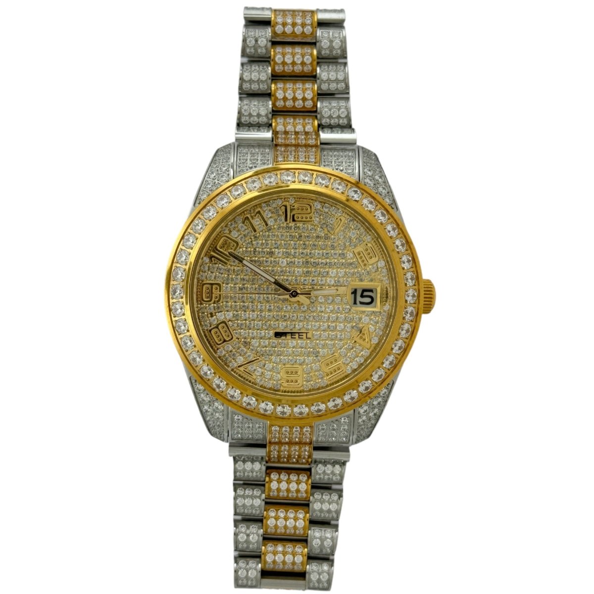 Captain Bling Men's Dual Tone Stainless Steel | Busted Iced Out Watch | CNC Setting