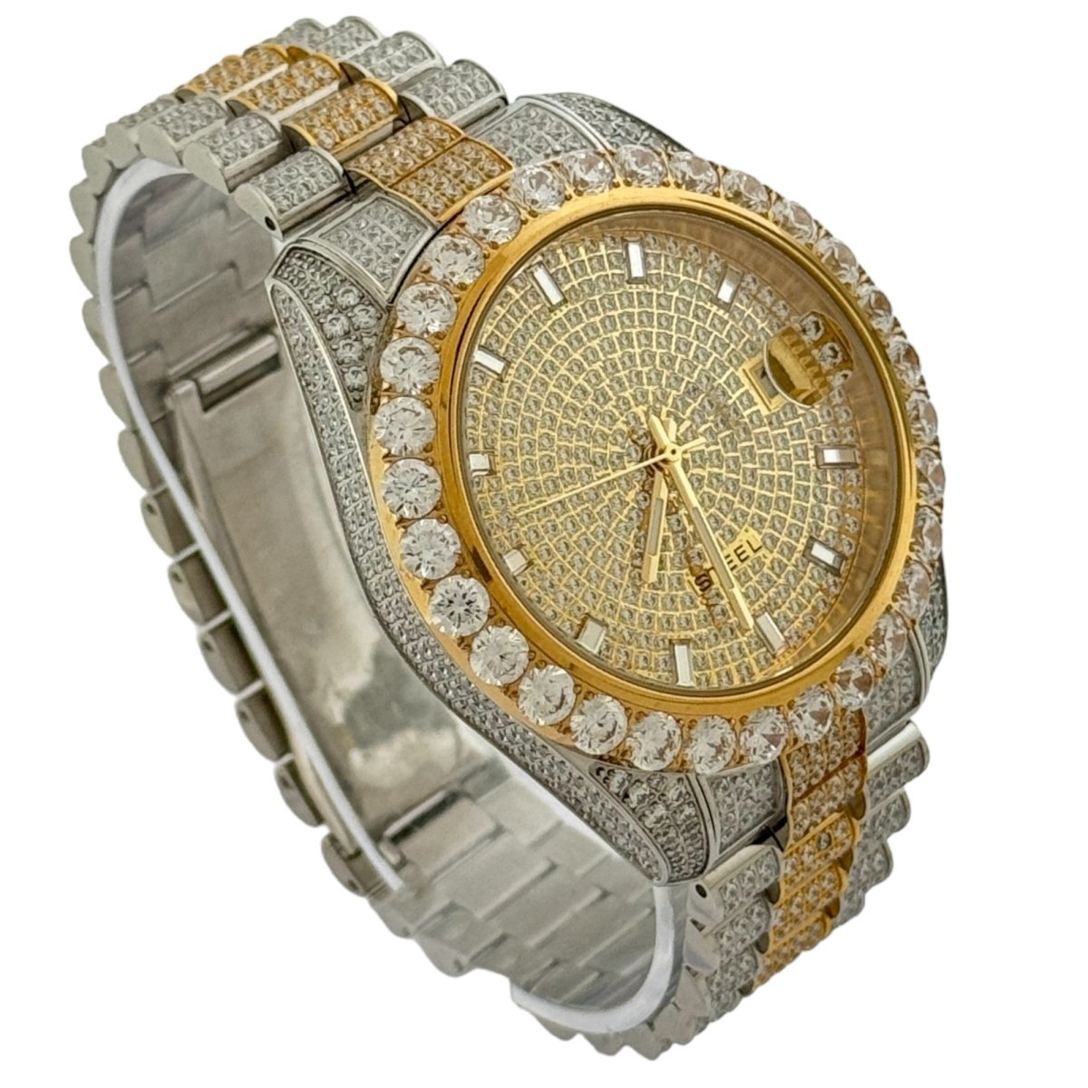 Captain Bling Men's Dual Tone Stainless Steel | Busted Iced Out Watch | CNC Setting