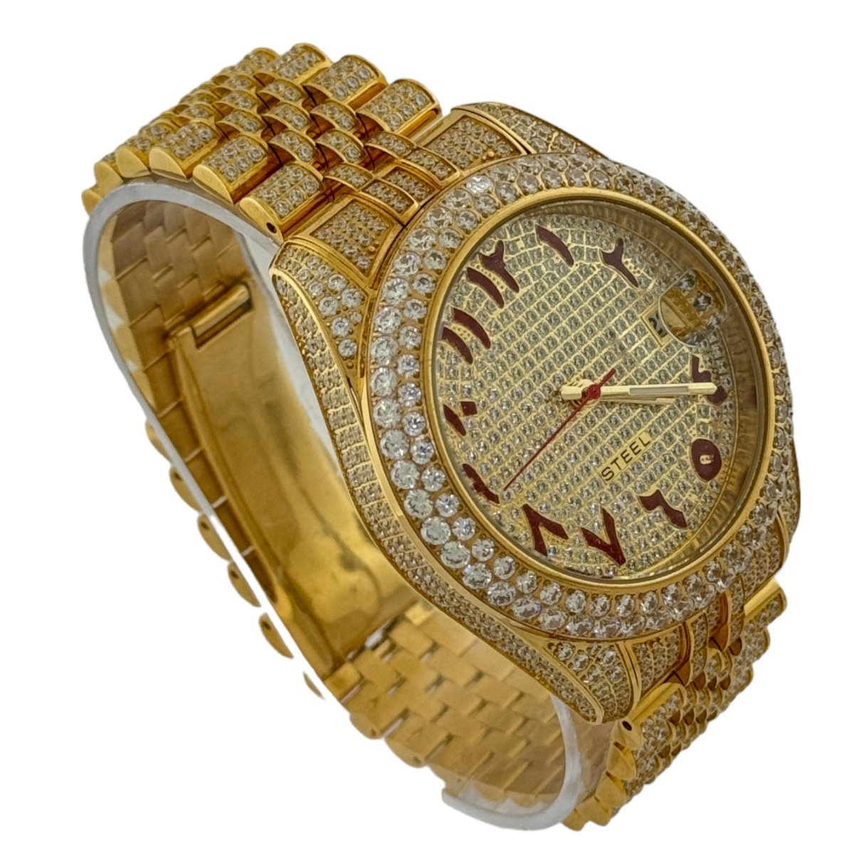 Captain Bling Men's Gold Stainless Steel | Busted Iced Out Watch | CNC setting