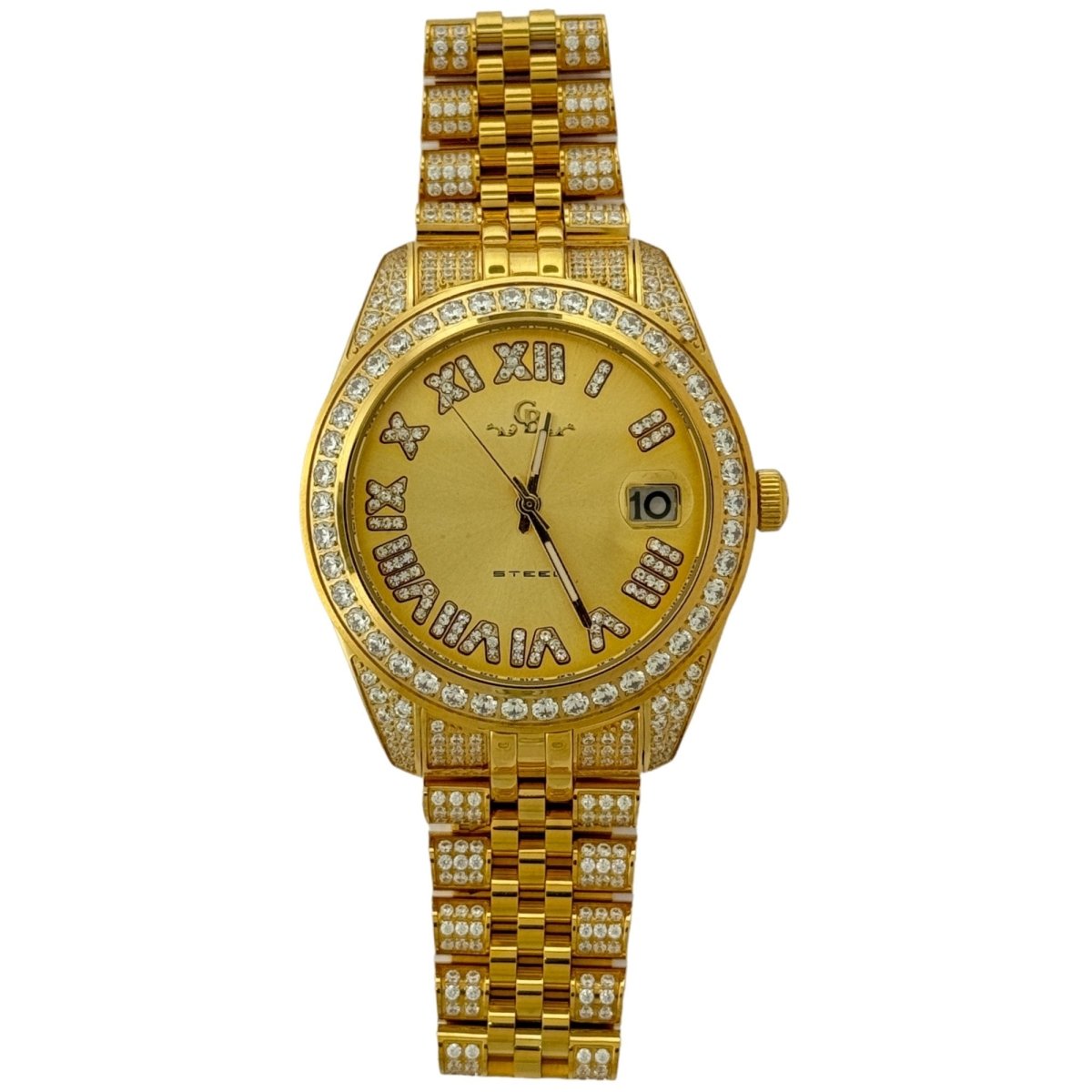 Captain Bling Men's Gold Stainless Steel | Busted Iced Out Watch | CNC setting