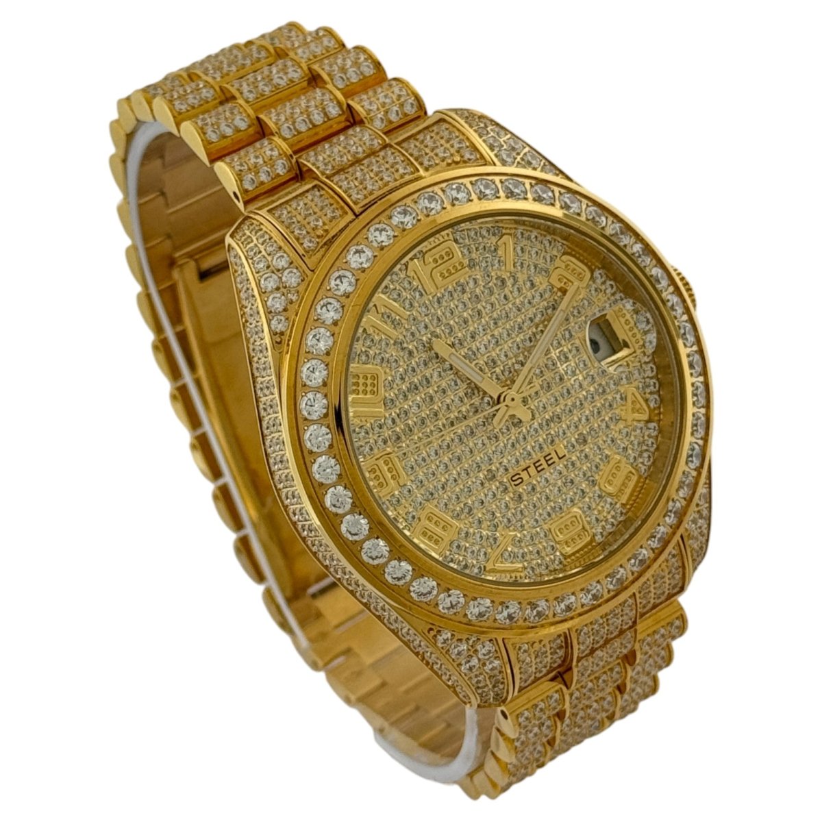 Captain Bling Men's Gold Stainless Steel | Busted Iced Out Watch | CNC setting