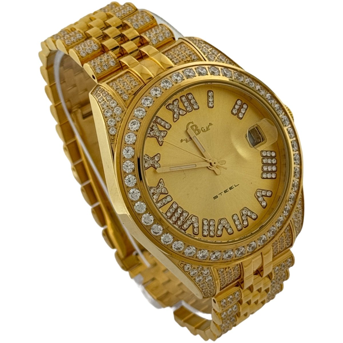 Captain Bling Men's Gold Stainless Steel | Busted Iced Out Watch | CNC setting