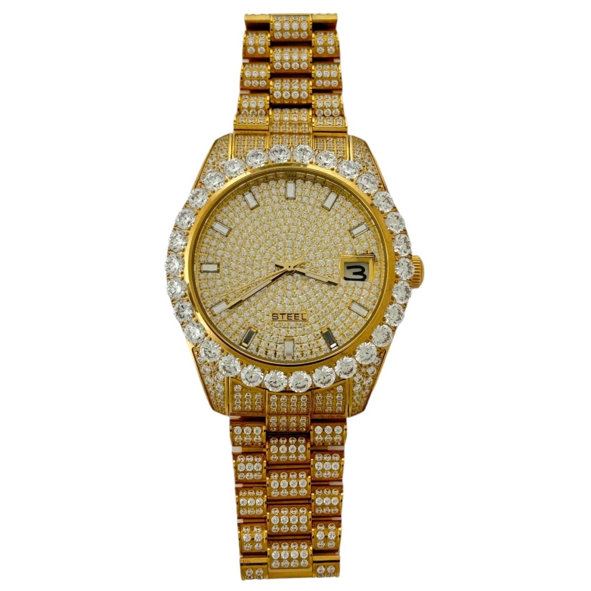 Captain Bling Men's Gold Stainless Steel | Busted Iced Out Watch | CNC setting