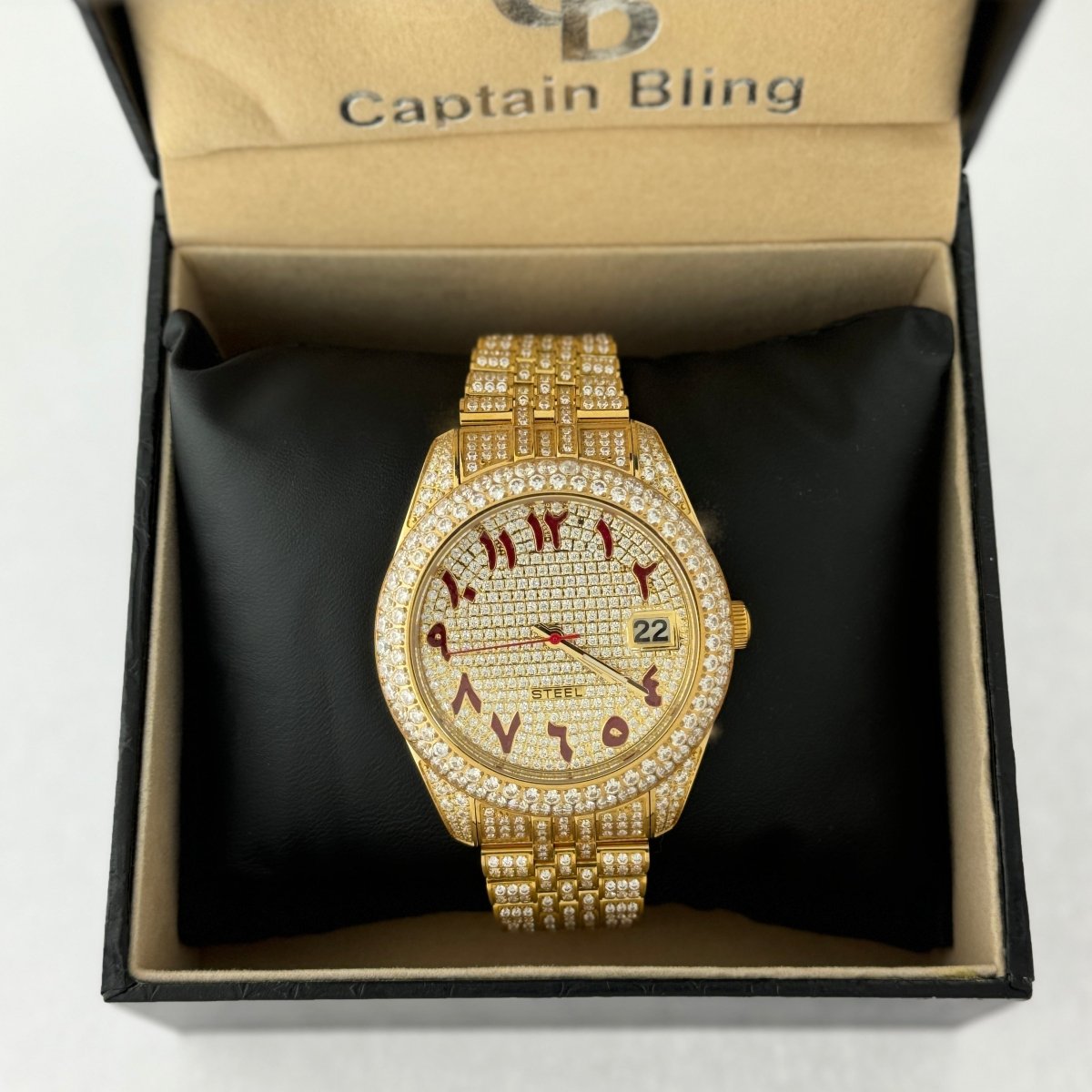 Captain Bling Men's Gold Stainless Steel | Busted Iced Out Watch | CNC setting