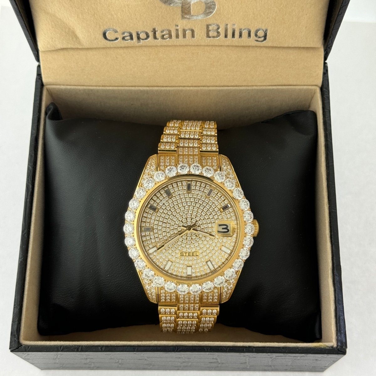 Captain Bling Men's Gold Stainless Steel | Busted Iced Out Watch | CNC setting