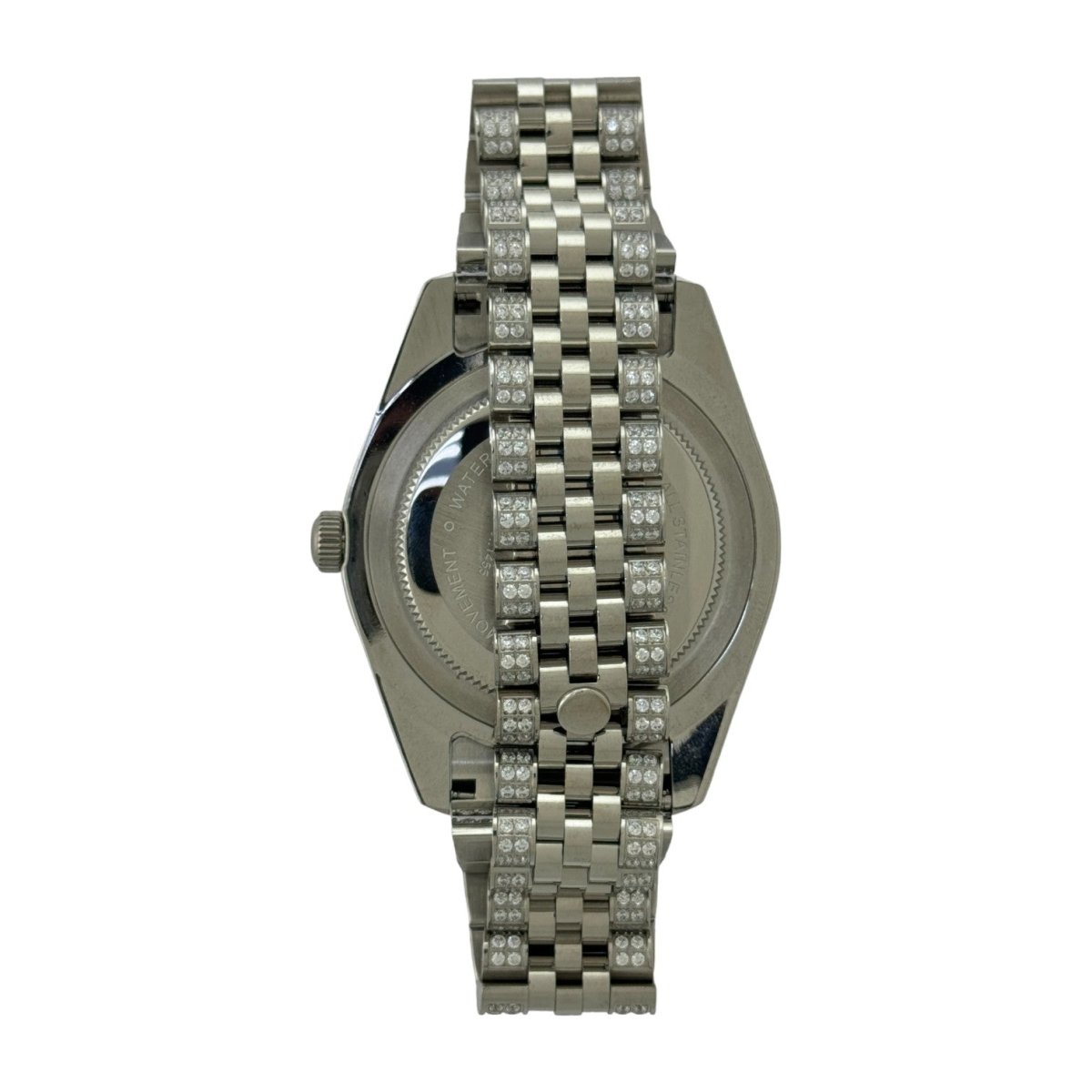 Captain Bling Men's Silver Stainless Steel | Busted Iced Out Watch | CNC Setting