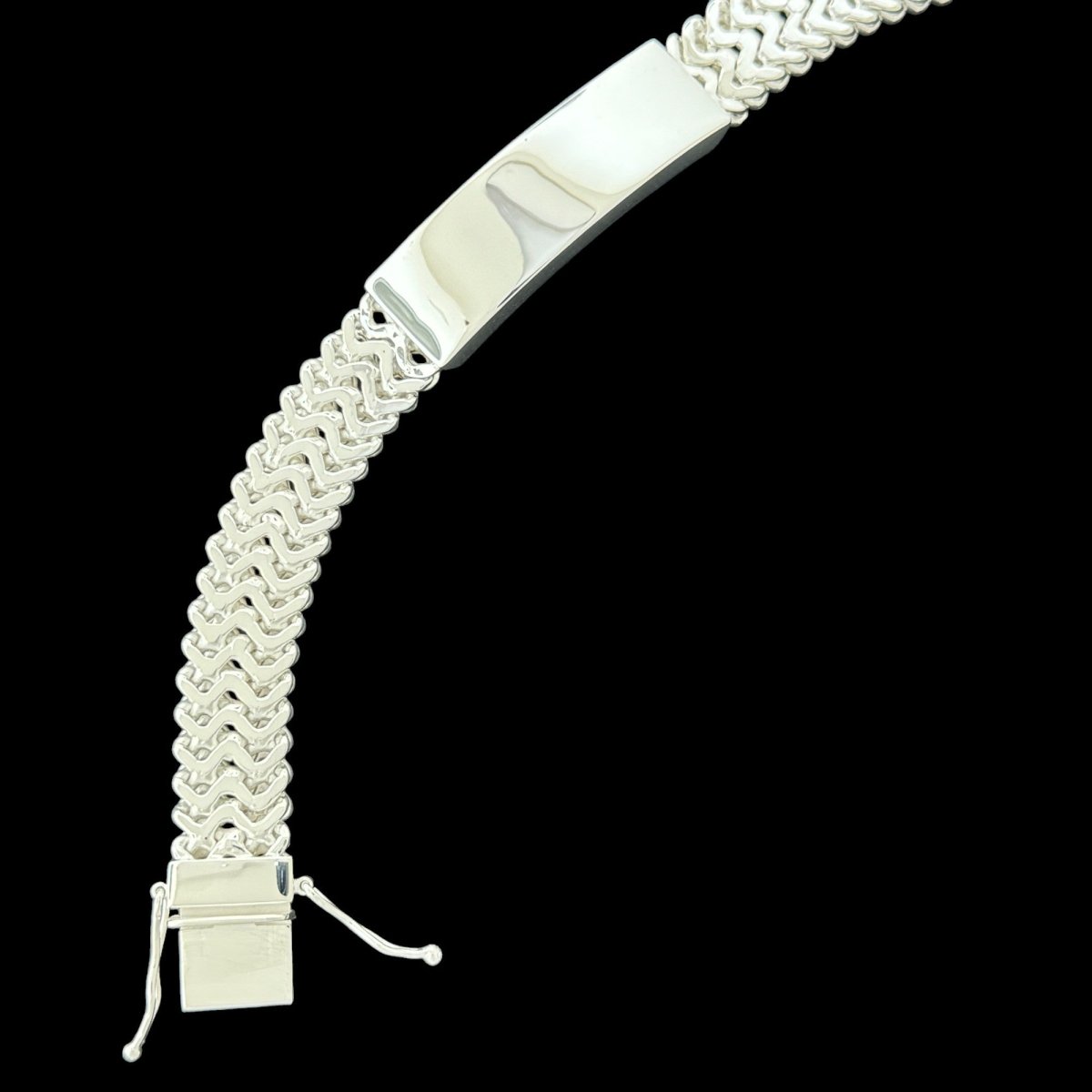 Double Franco Link Sterling Silver ID Bracelet