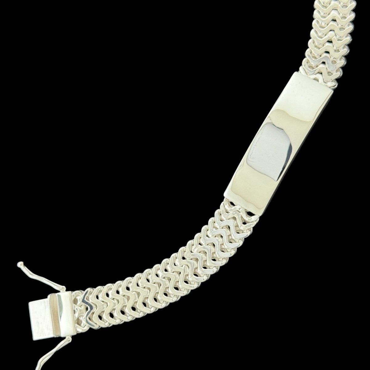 Double Franco Link Sterling Silver ID Bracelet