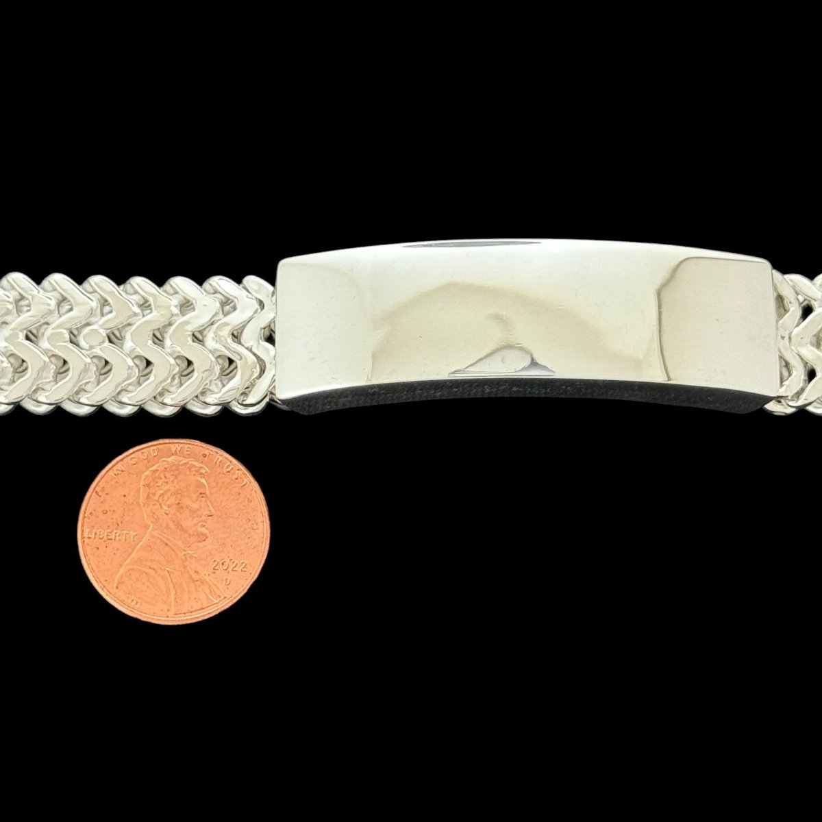 Double Franco Link Sterling Silver ID Bracelet