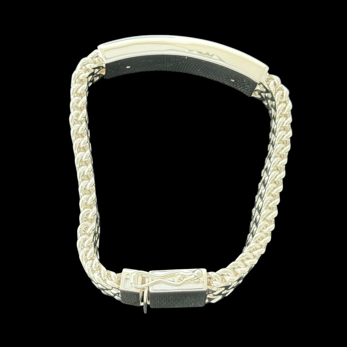 Double Franco Link Sterling Silver ID Bracelet