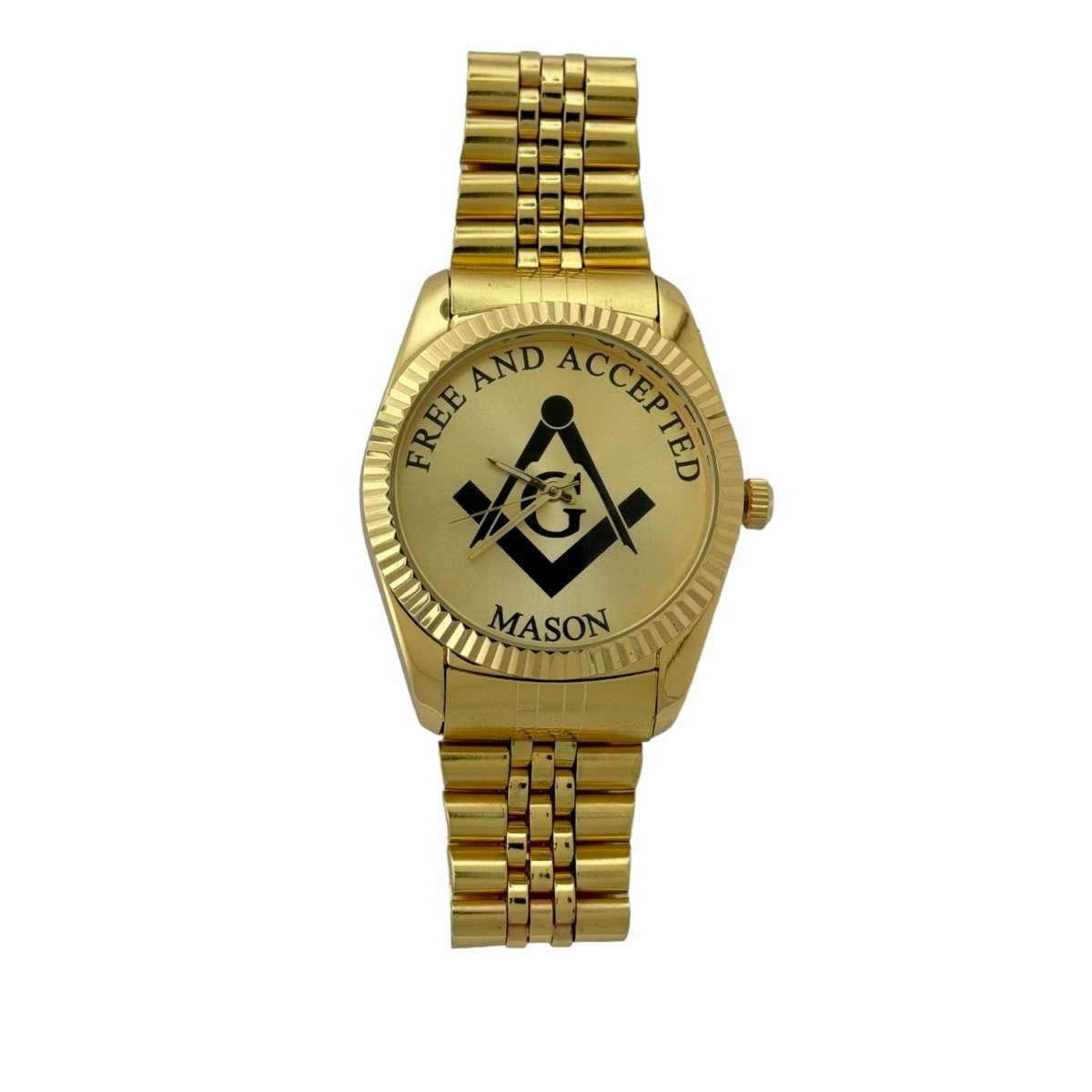 Free and Accepted Masonic Gold Stainless Steel Watch