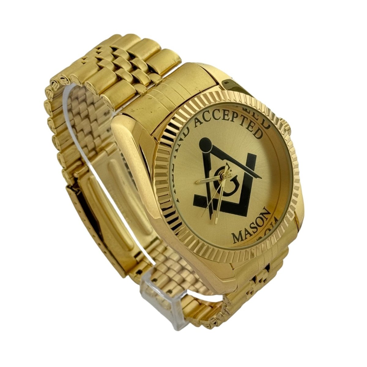 Free and Accepted Masonic Gold Stainless Steel Watch