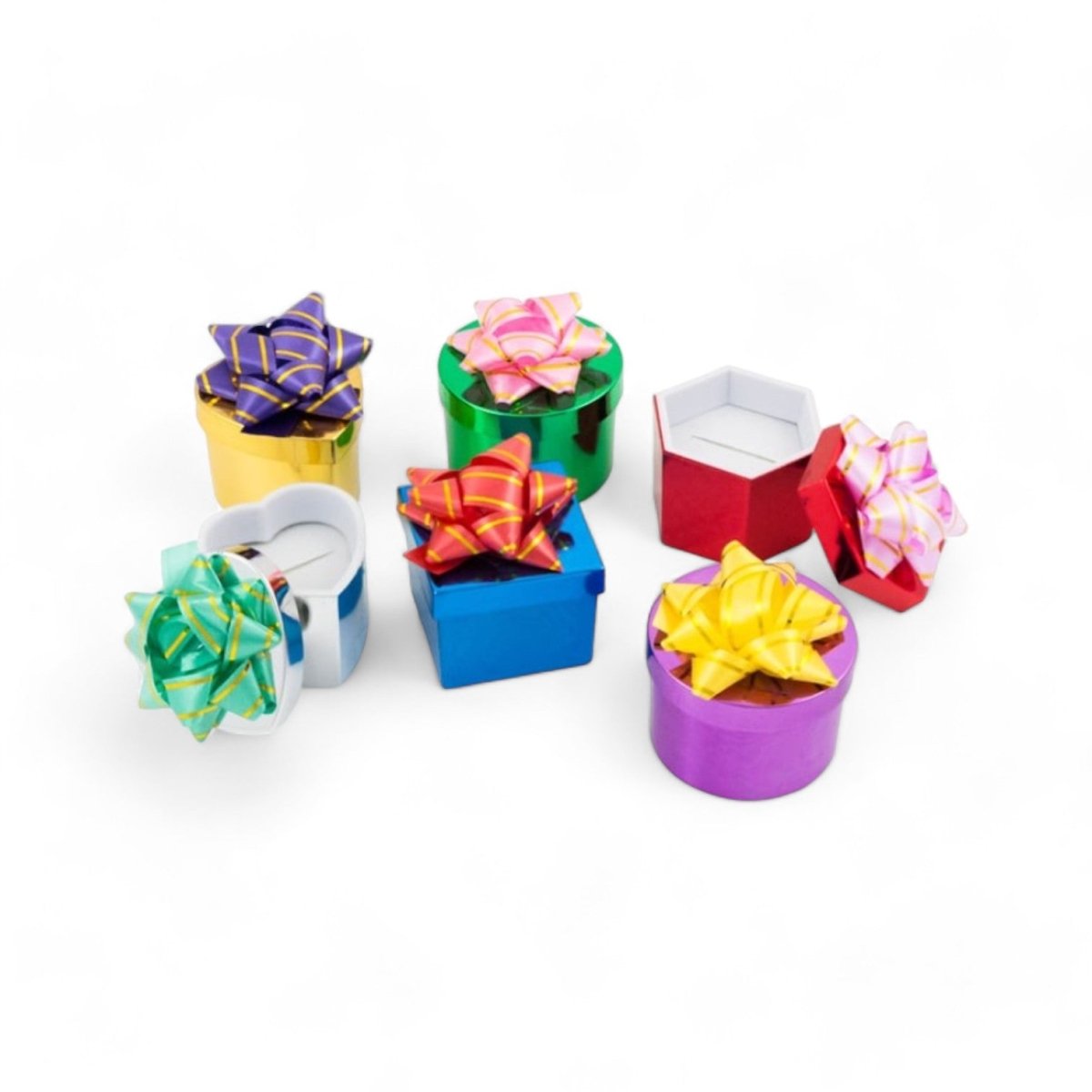 Mini Hat Boxes - Shiny Metallic Assortment (48 pcs) for Rings and Small Jewelry